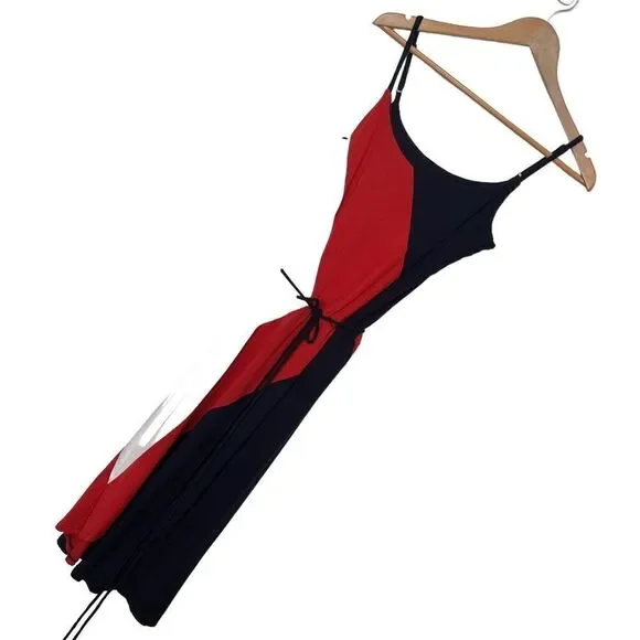 Three Dots Red, White, and Blue Color Block Hi Lo Dress size S - Picture 3 of 13